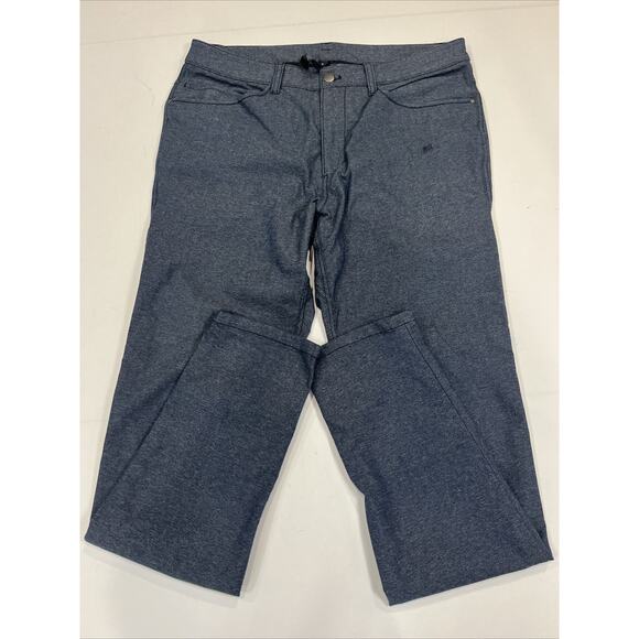 Lululemon Men’s Chino Pants 32x32 Blue Grey Heather Stretch Small Repair (pic) - Picture 1 of 6